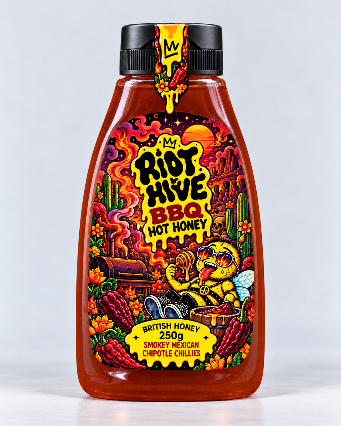BBQ Hot Honey 250g squeezy bottle with smoky Mexican chipotle chillies